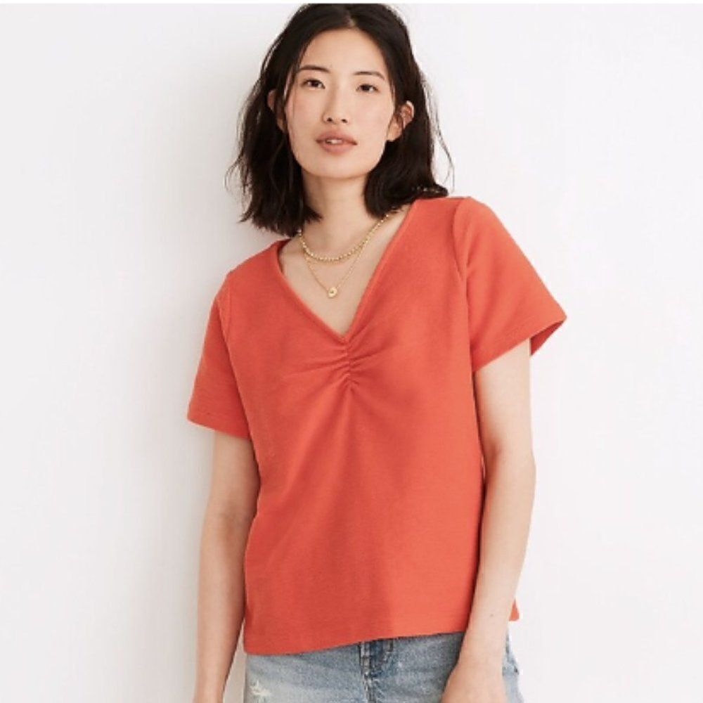 Madewell Ottoman Jacquard Ruched-Front Top Small